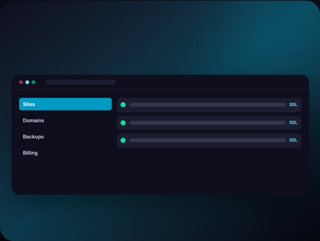 Website and customer portal UI for a managed hosting provider: illustration